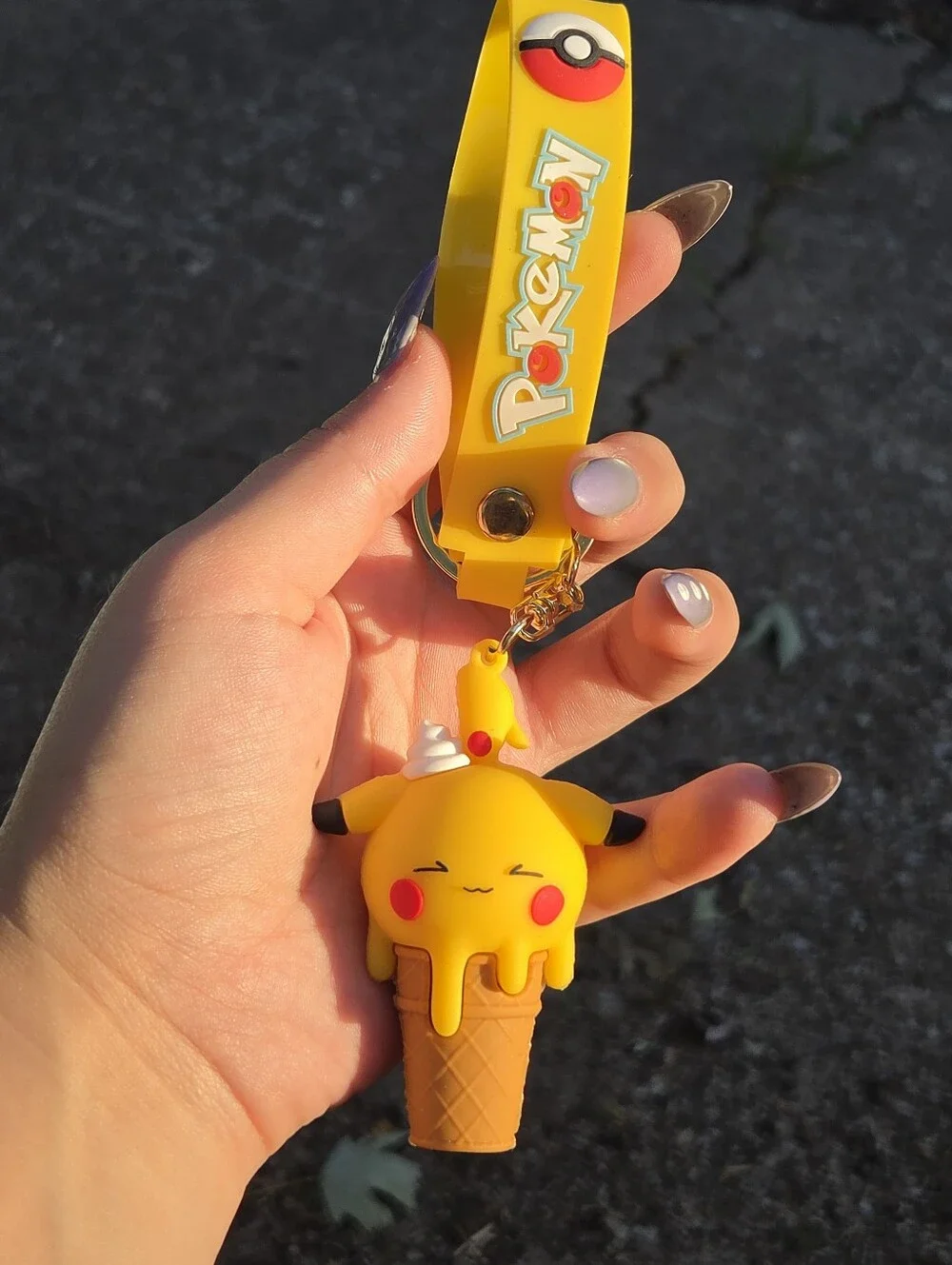 Yellow Pikachu Ice Cream Keychain Charm - Kids Accessories
